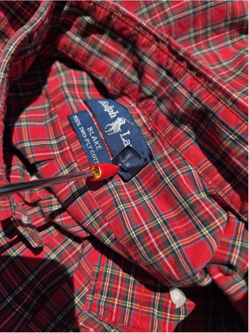 Ralph Lauren Blake Men’s XXL Red Tartan Plaid Button Down Shirt #1615 - Picture 4 of 7